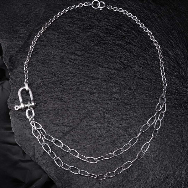 necklace for men with black silver chains and black diamonds