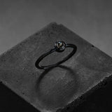 Engagement ring, solitaire, black gold, chestnut tourmaline, contemporary design. Custom made, unique piece. 