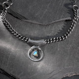 necklace in black silver and black opal