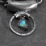 necklace in black silver and black opal