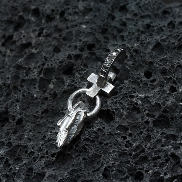 black silver and black diamond earring