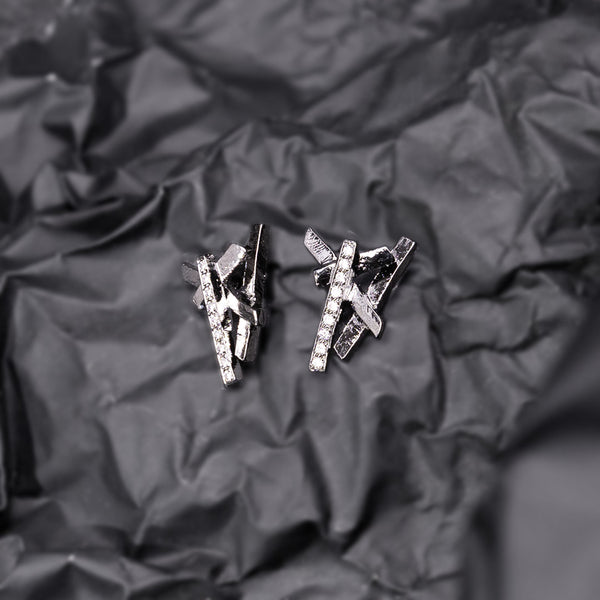 earrings in anthracite gold with white diamonds