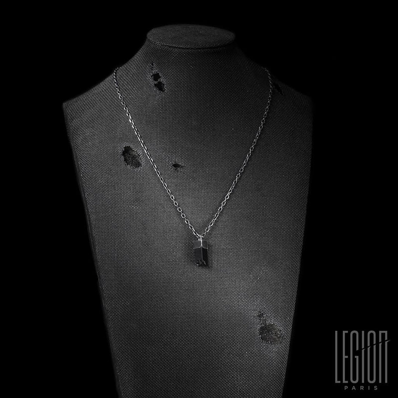 black silver pendant LEGION PARIS with a forçat chain and a black onyx pendant