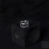 TEXTURED BLACK SILVER RING