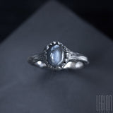 925 silver Legion Paris ring with grey centre stone and textured ring body