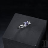 contemporary Legion Paris ring in white gold 750 set with a square purple spinel