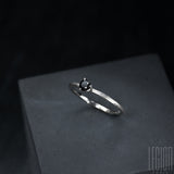 black diamond on white gold hammered ring body
