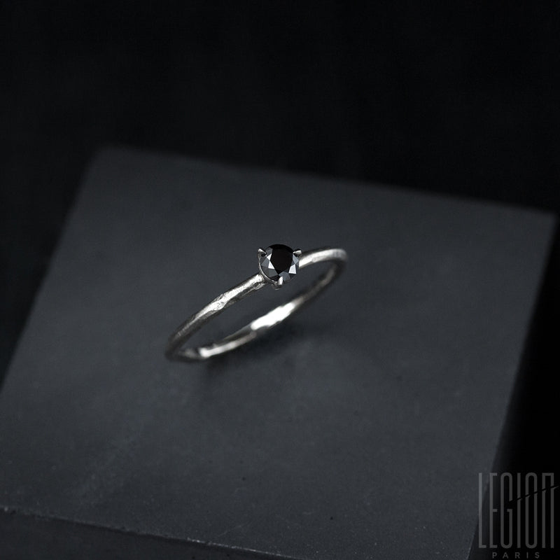 white gold and black diamond solitaire ring