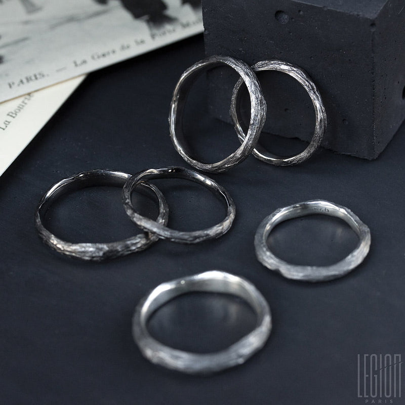 silver and black gold wedding rings