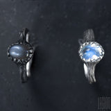 black silver rings with moonstones