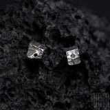 black silver earrings, rough, black diamond