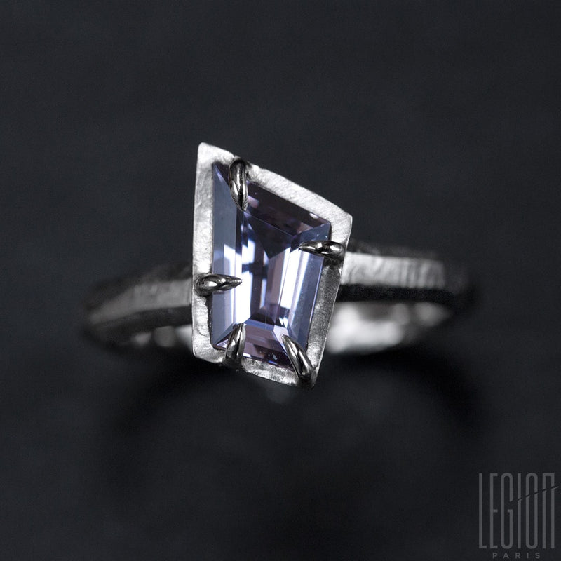 White gold and grey spinel ring