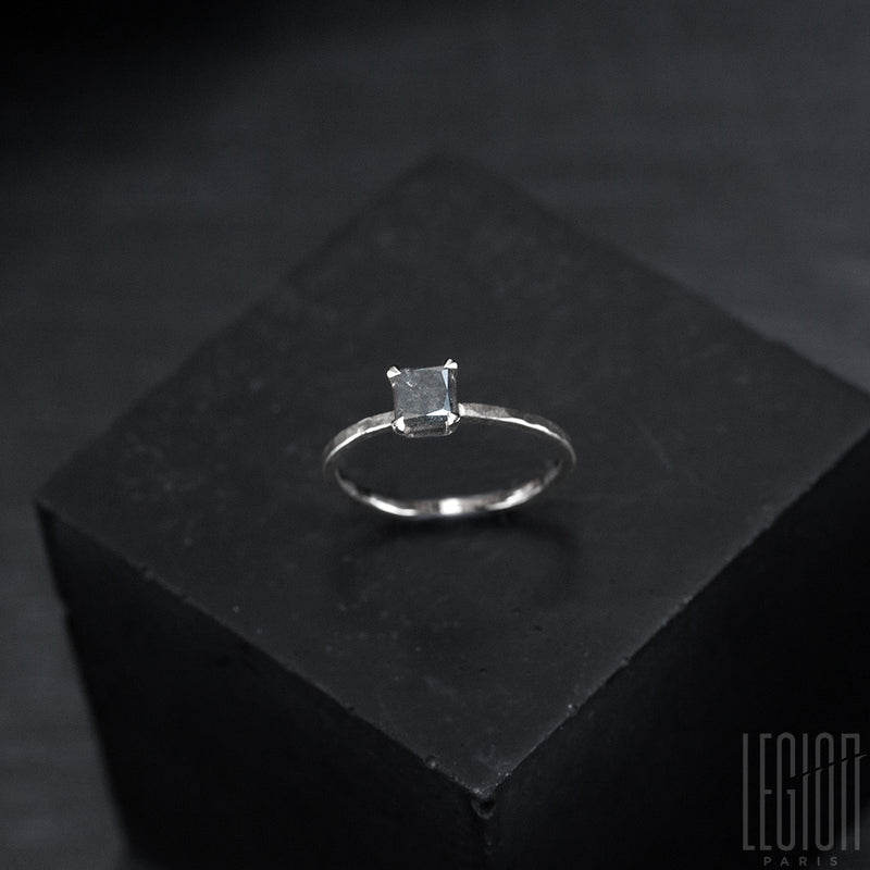 White gold and white diamond solitaire ring