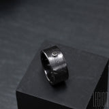 Black silver and black diamond ring