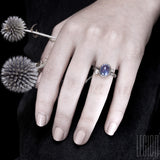 engagement ring, unique piece, white gold, Tanzanite, white diamonds
